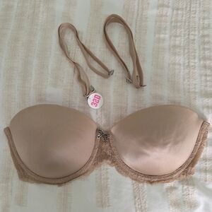 Victoria's Secret Tan Lace Strapless Bra